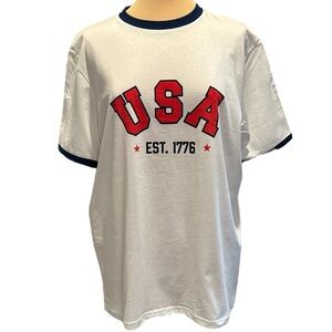 4th Fourth of July men’s red white blue USA T-shirt Graphic Tee Medium